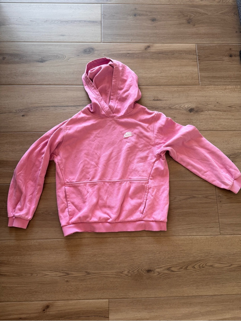 Nike Girls Youth XL Pink Pullover Hoodie Sweatshirt Swoosh Logo